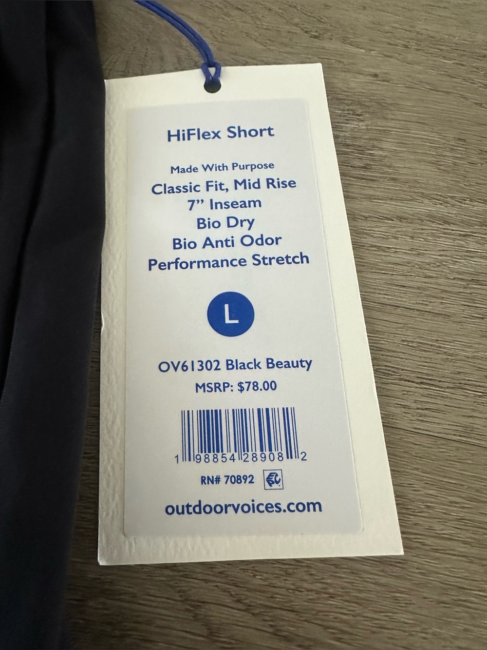 NWT Men’s Outdoor Voices Black HiFlex 5 Pocket Shorts with 7” Inseam Size Large - Picture 2 of 7